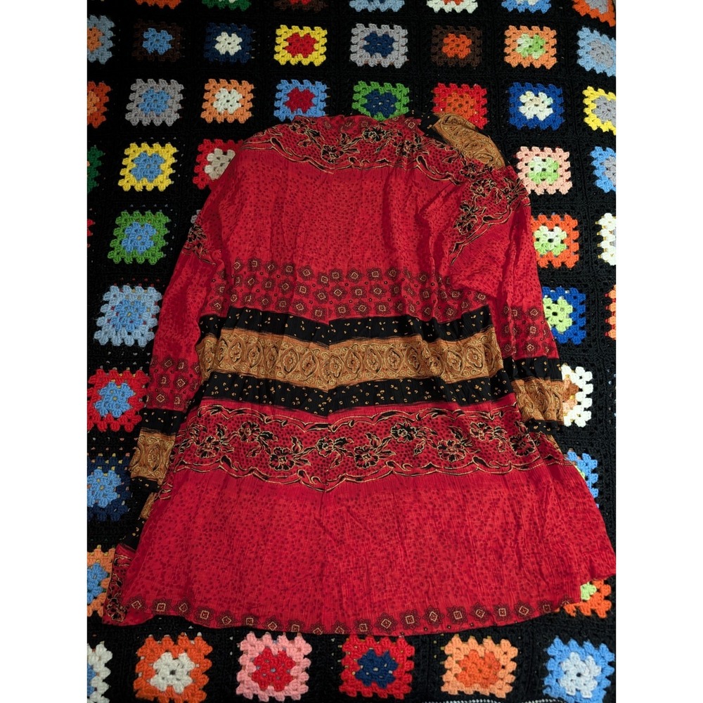 Sharon Anthony Womens Size 20W Cardigan & Skirt 16W Crinkle Gauzy Boho Red Artsy - Picture 11 of 16